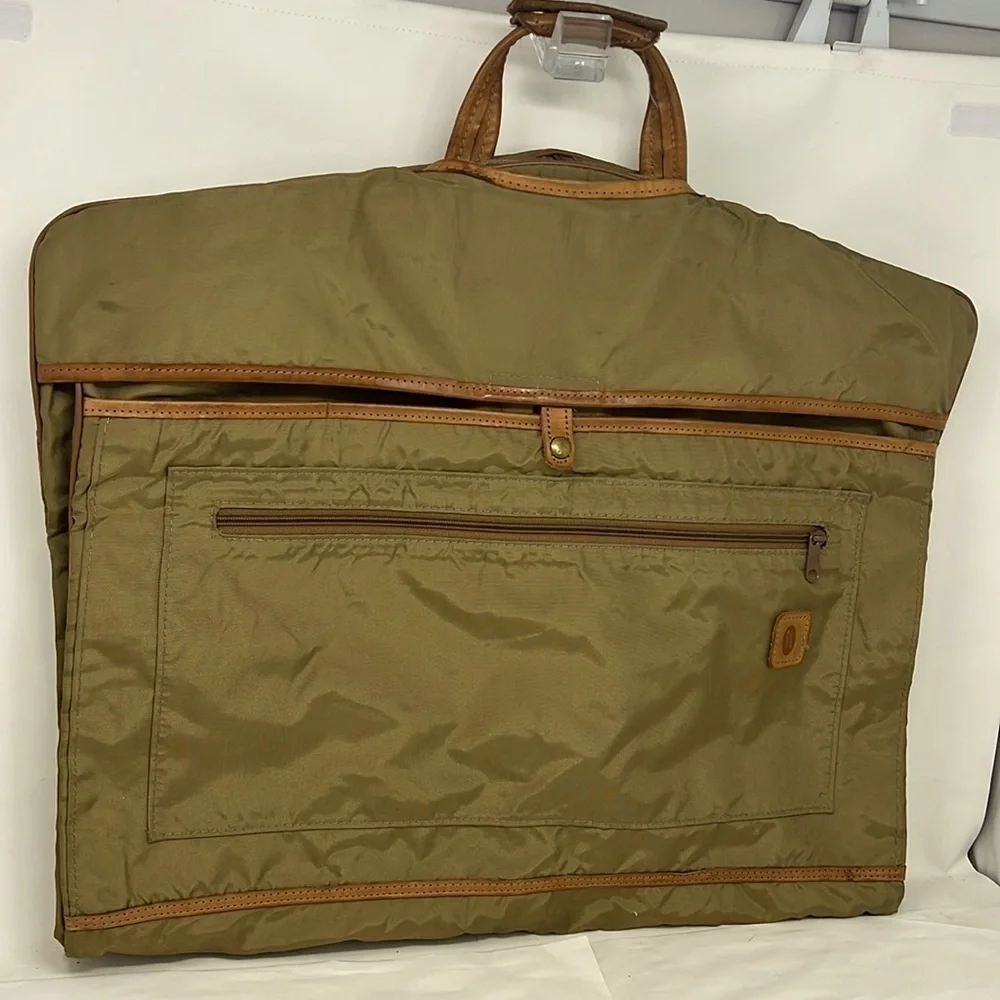 Vintage HARTMANN Lightweight Garment Travel Bag Tan Nylon & Leather Trim